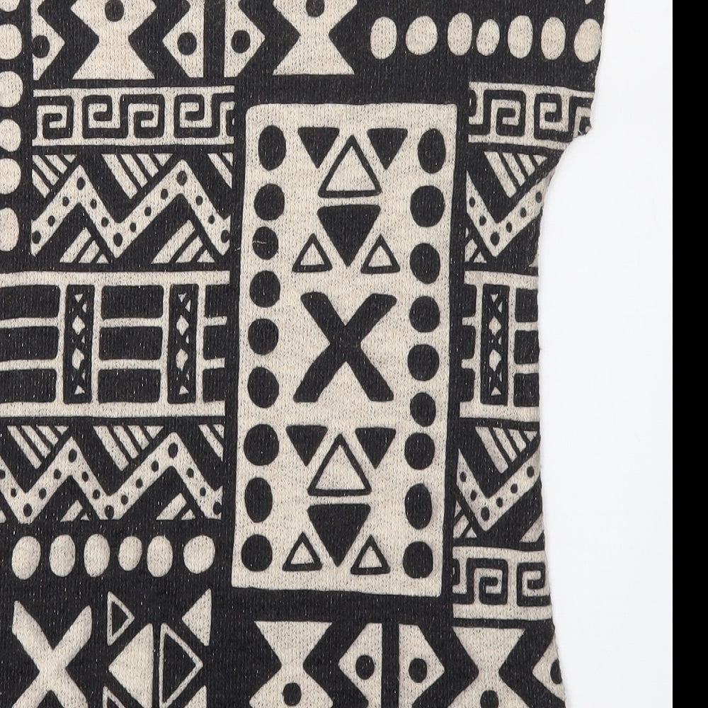 Ginger G Womens Black Geometric Basic T-Shirt Size M