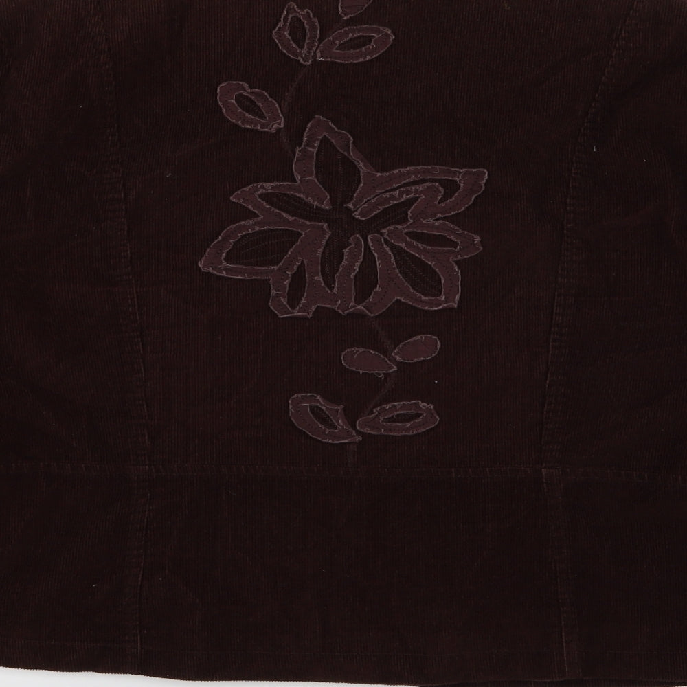 iz Womens Brown Floral Jacket Size L