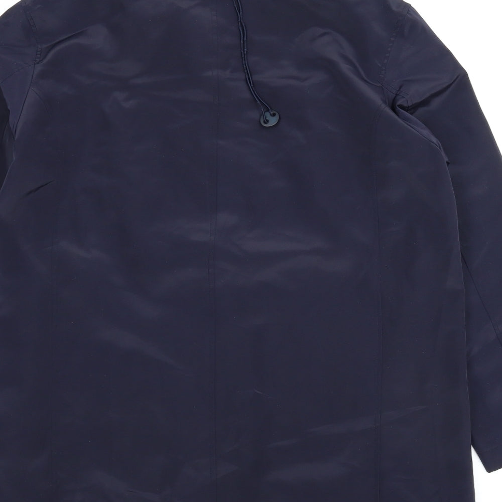 Essentials Womens Blue Rain Coat Coat Size 16