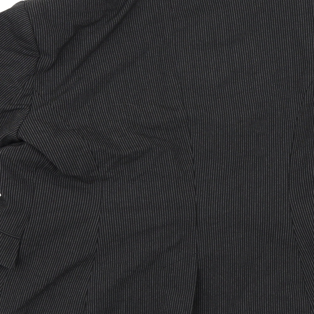 Rocha John Rocha Womens Black Striped Rayon Jacket Blazer Size 14