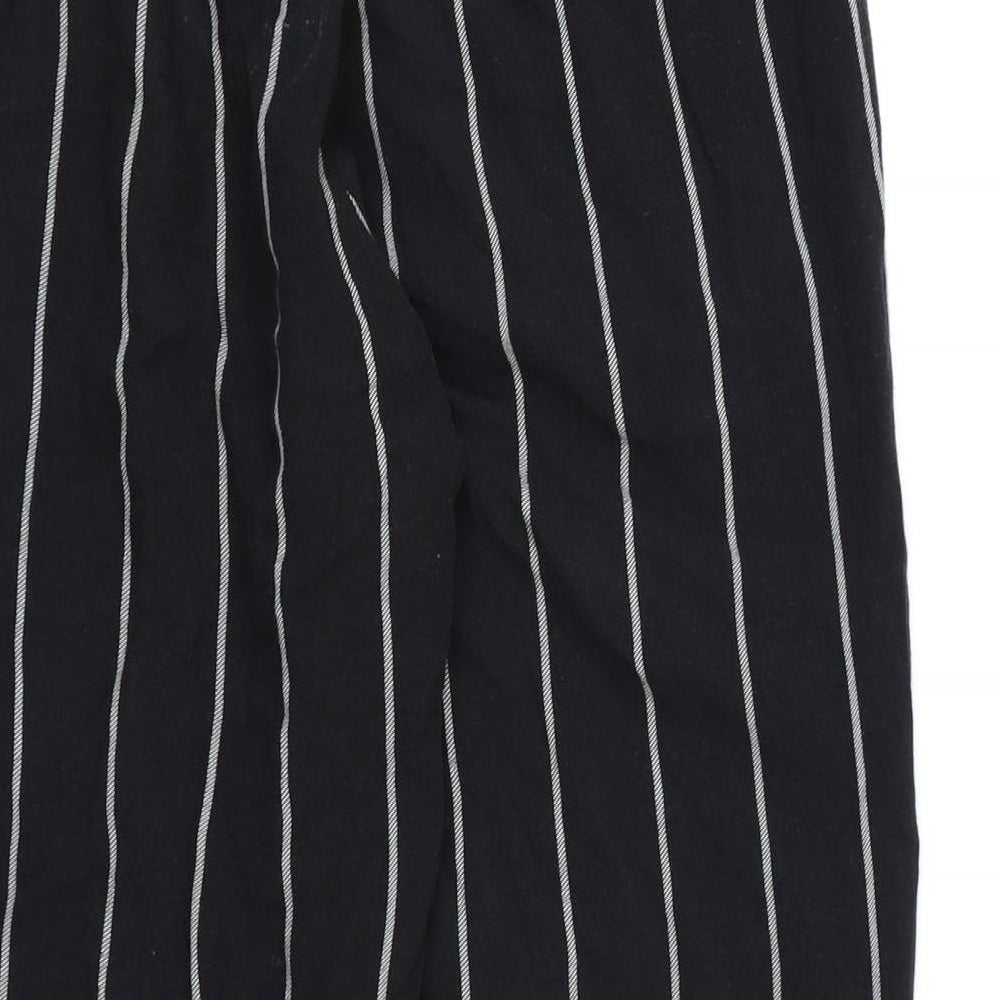 PRETTYLITTLETHING Womens Black Striped Harem Trousers Size 10 L21 in