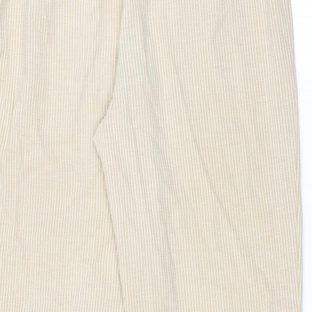 Marks and Spencer Womens Beige Striped Trousers Size 18 L27 in