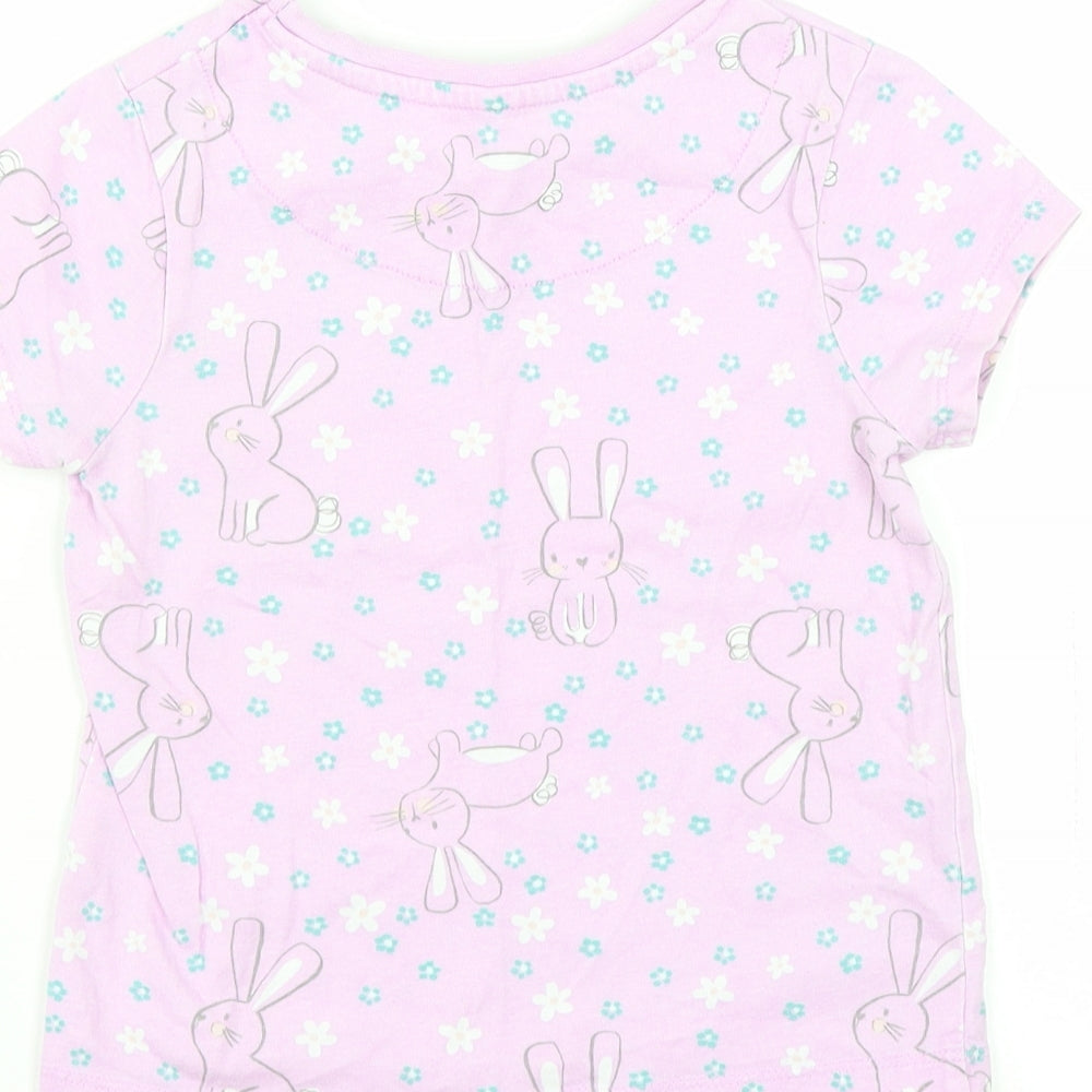 George Girls Purple Basic T-Shirt Size 2-3 Years - rabbits