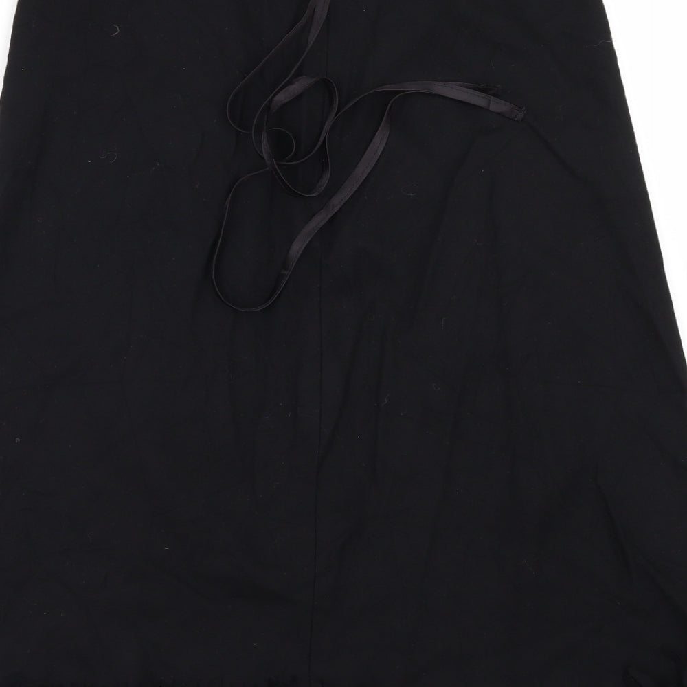 japonica Womens Black A-Line Skirt Size 12 - fringed