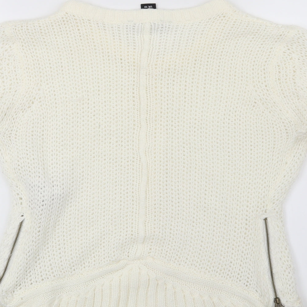 Miso Womens White Pullover Jumper Size 10