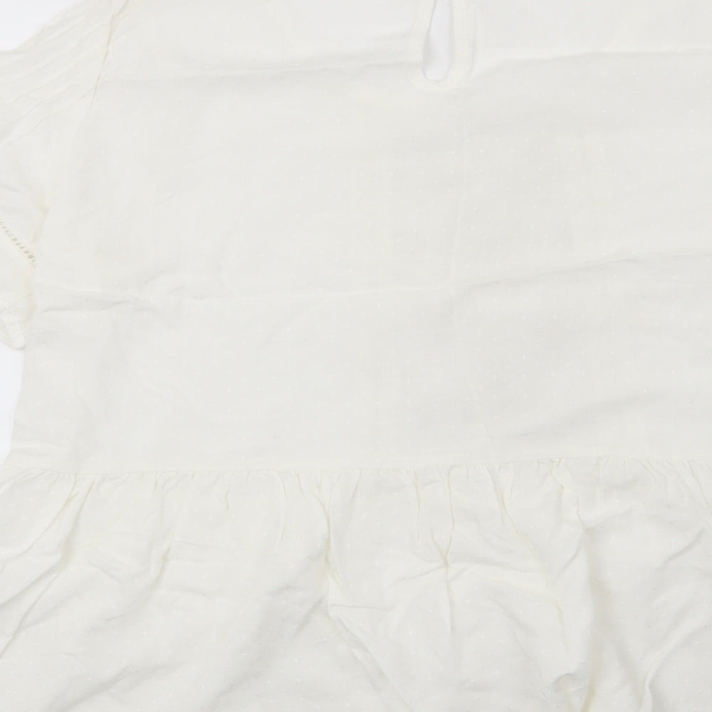 Anany Womens White Floral Basic Blouse Size 12
