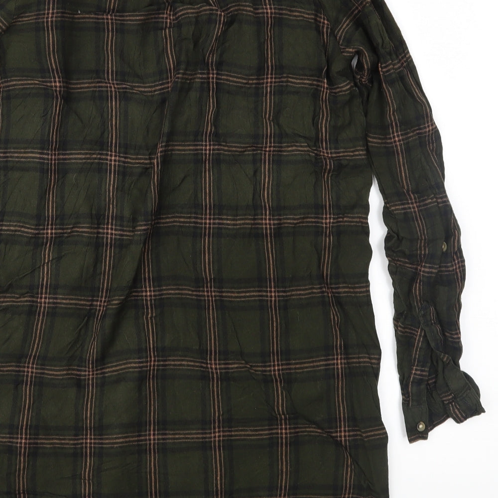 Divided Womens Green Check Basic Button-Up Size 8