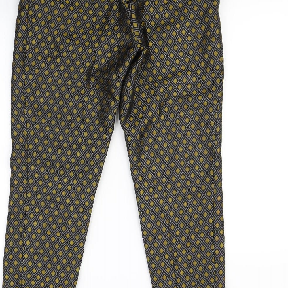 H&M Womens Gold Geometric Trousers Size 6 L28 in