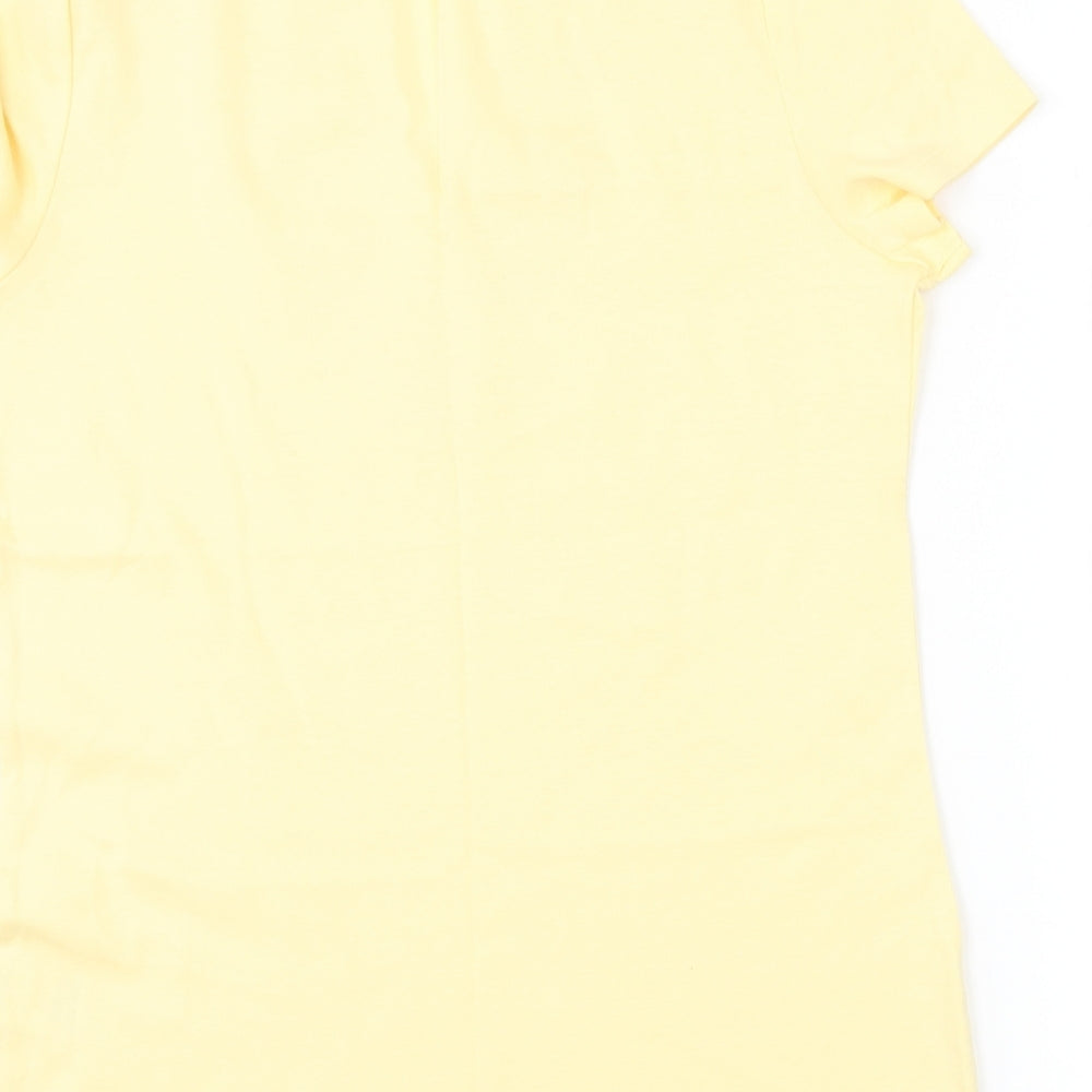 Marks and Spencer Womens Yellow Fair Isle Basic T-Shirt Size 14