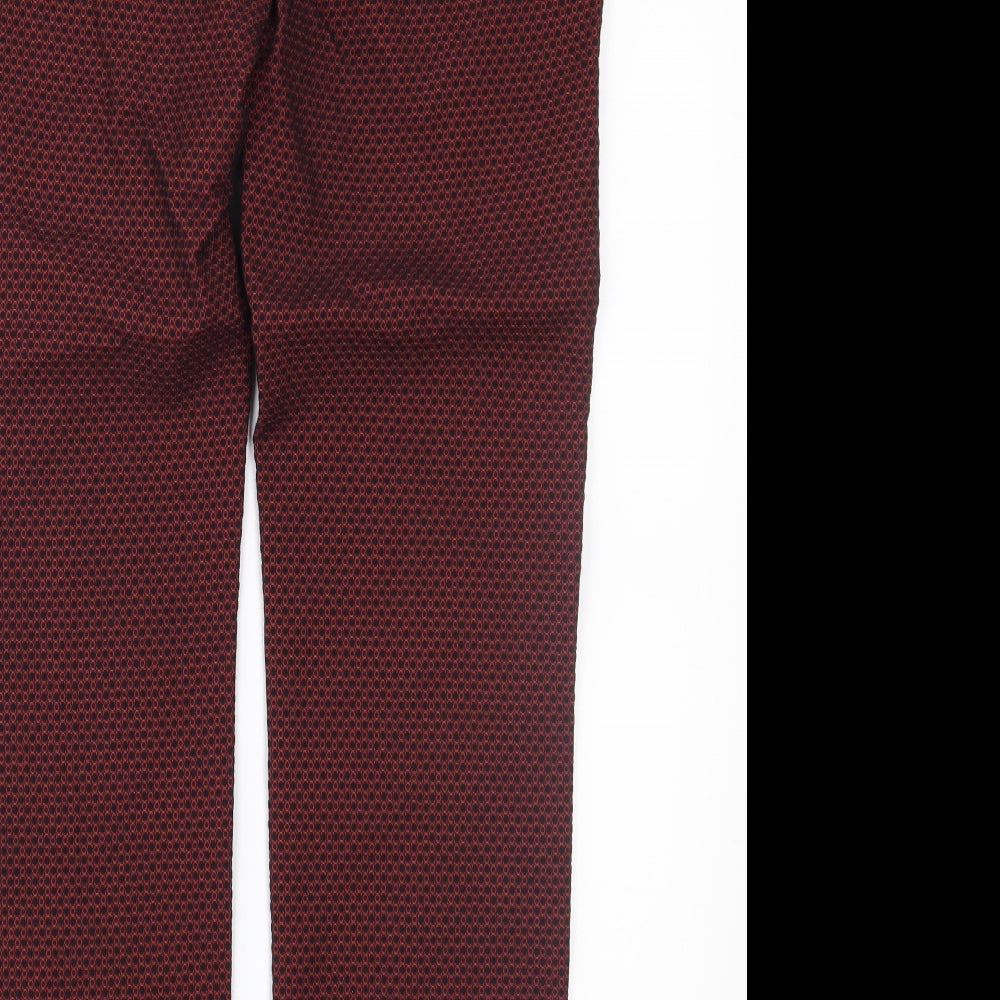Marks and Spencer Womens Red Geometric Trousers Size 8 L28 in