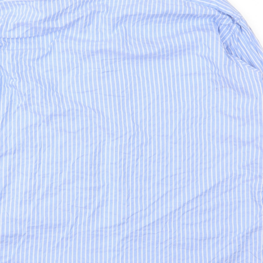 Chen One Mens Blue Striped Button-Up Size 15.5