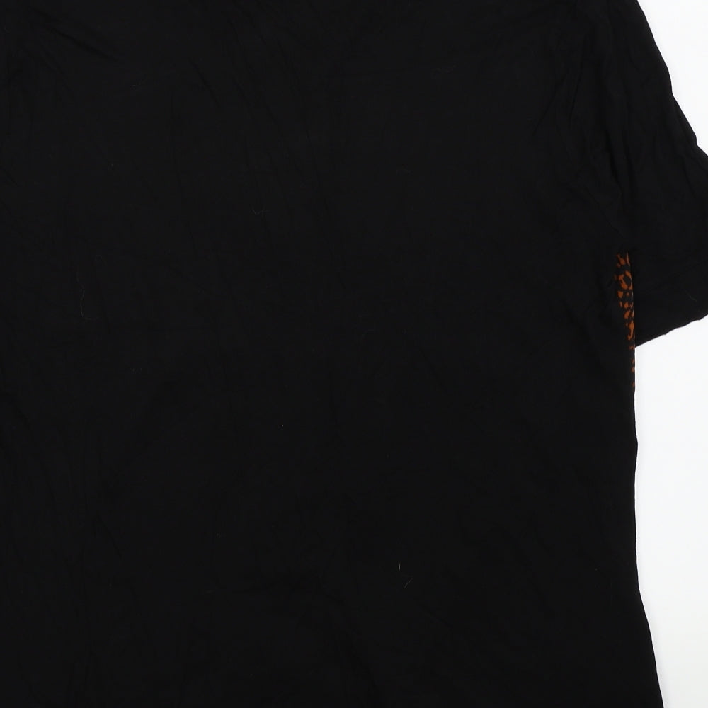 NEXT Womens Black Animal Print Basic Button-Up Size 14