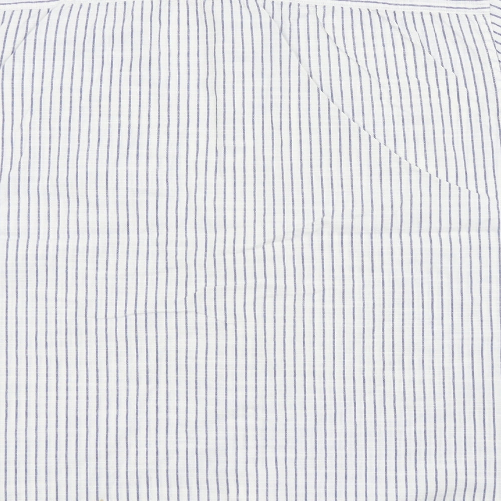 M&S Mens White Striped Button-Up Size M