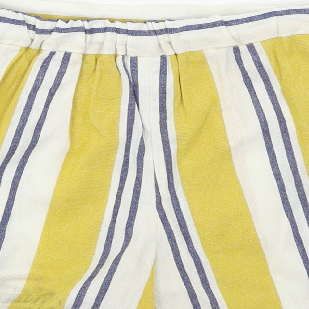 F&F Girls Yellow Striped Mom Shorts Size 9-10 Years