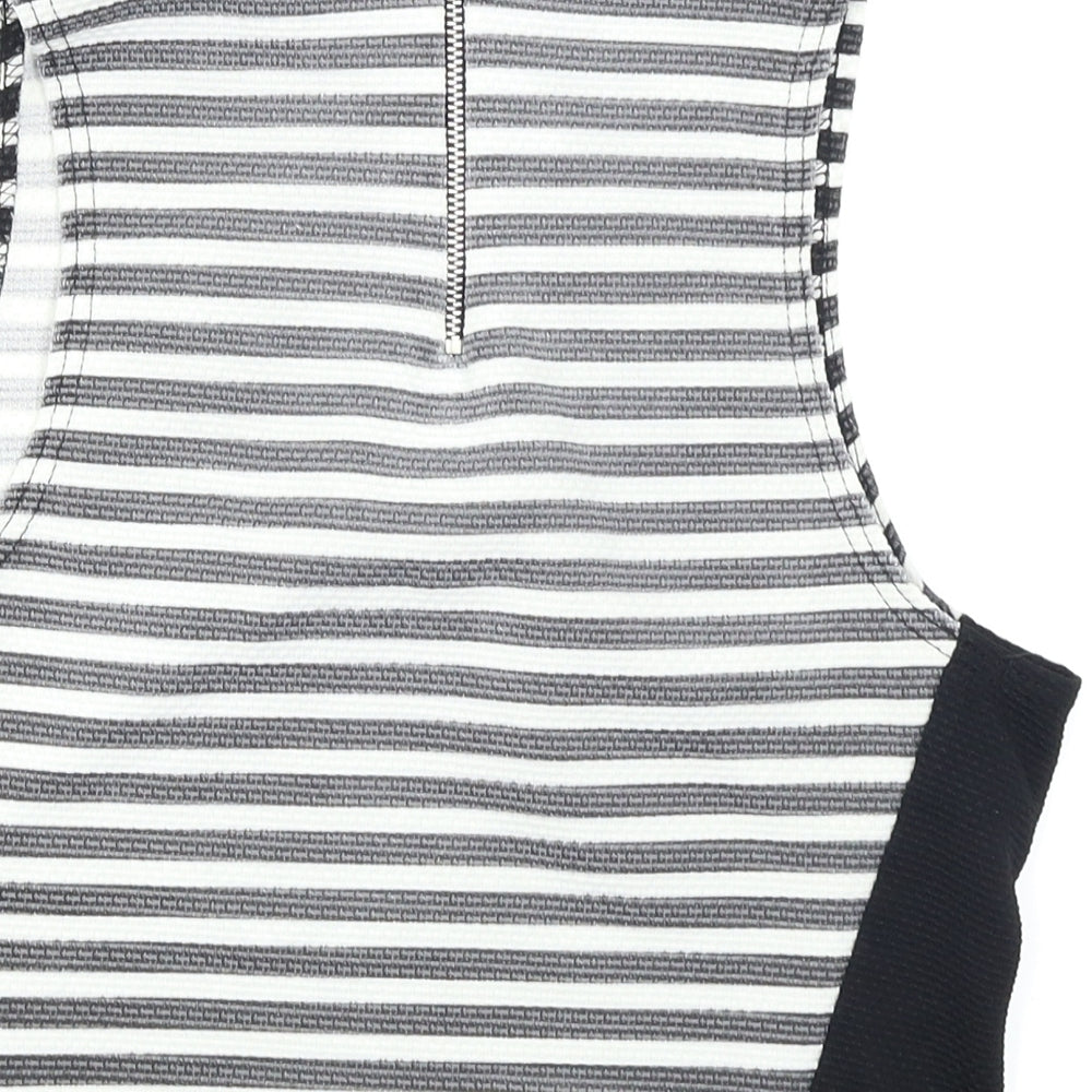 New Look Womens Black Striped Cropped Tank Size 12