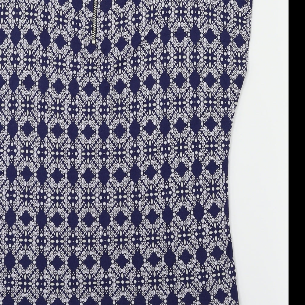 M&Co Womens Blue Floral Basic T-Shirt Size 12