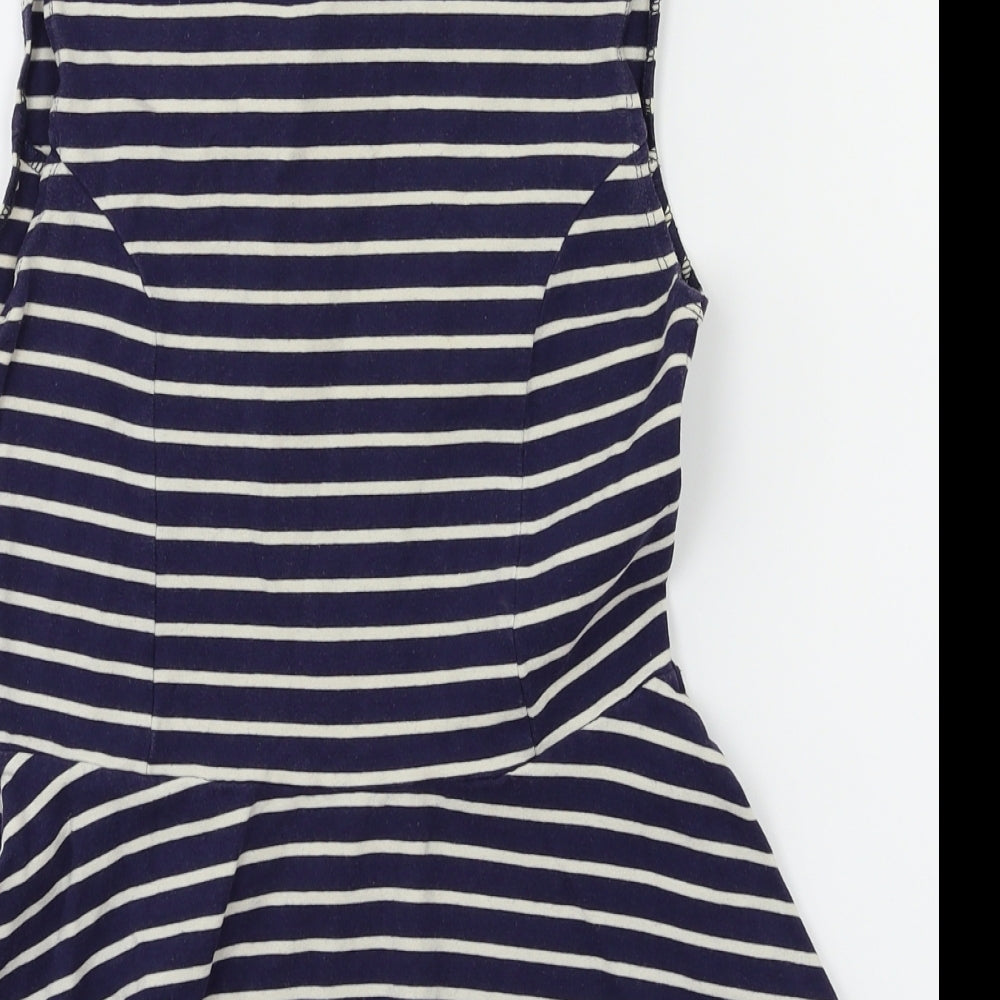 New Look Womens Blue Striped Basic T-Shirt Size 8