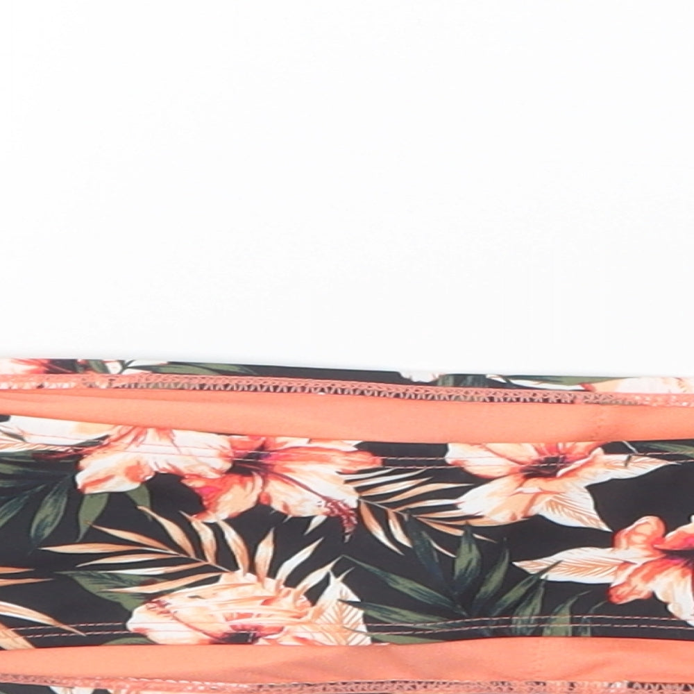 Primark Womens Black Floral Cropped T-Shirt Size 10 - Tube top