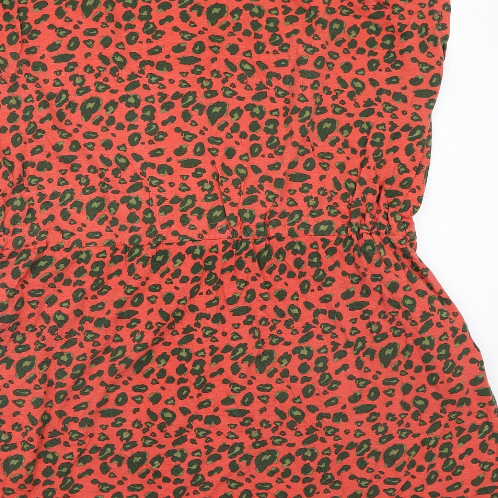 Studio Womens Red Animal Print Basic T-Shirt Size 20
