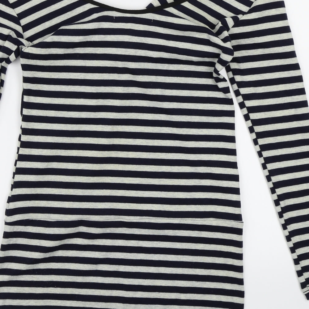 GAVI DI GAVI Womens Blue Striped A-Line Size M