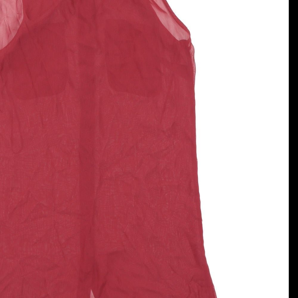 Papaya Womens Red Chiffon Basic Button-Up Size 8
