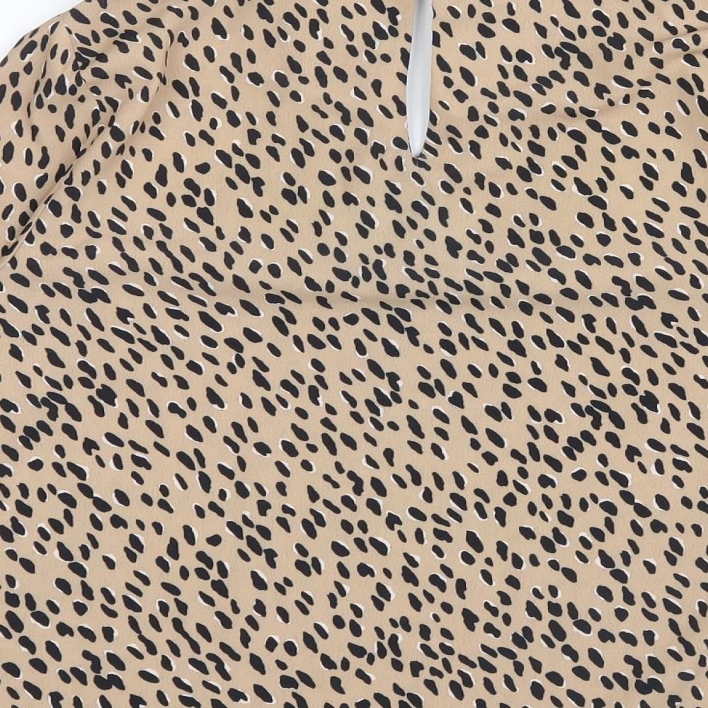 New Look Womens Beige Animal Print Basic Blouse Size 8