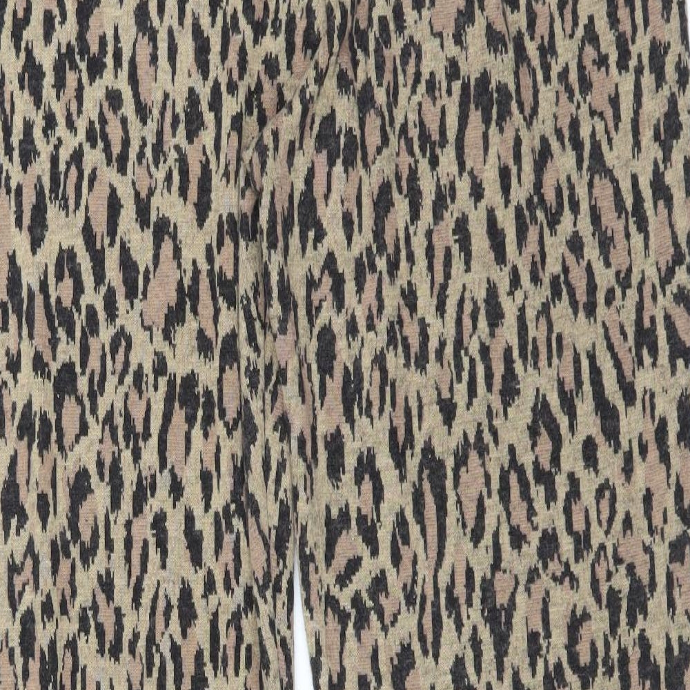 F&F Womens Brown Animal Print Trousers Size 14 L32 in - bootcut