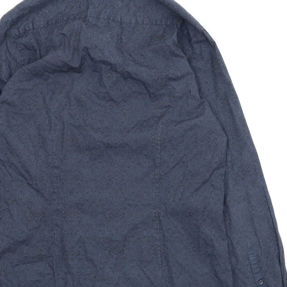 F&F Mens Blue Paisley Button-Up Size 15.5
