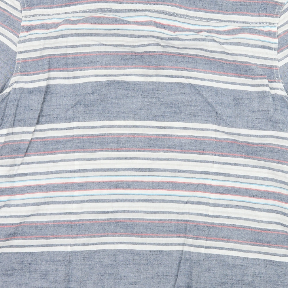 Drift King Mens Blue Striped Button-Up Size XL