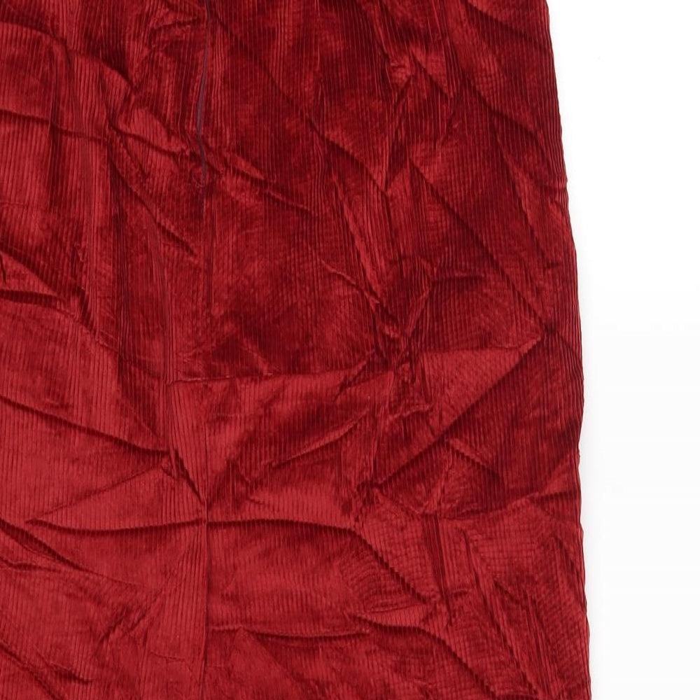 Preworn Womens Red Corduroy Straight & Pencil Skirt Size 30 in