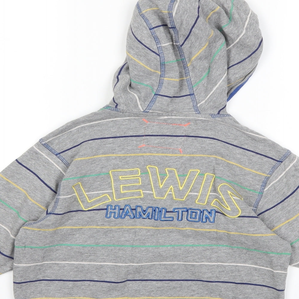 Marks and Spencer Boys Grey Striped Full Zip Hoodie Size 3-4 Years - lewi's hamilton