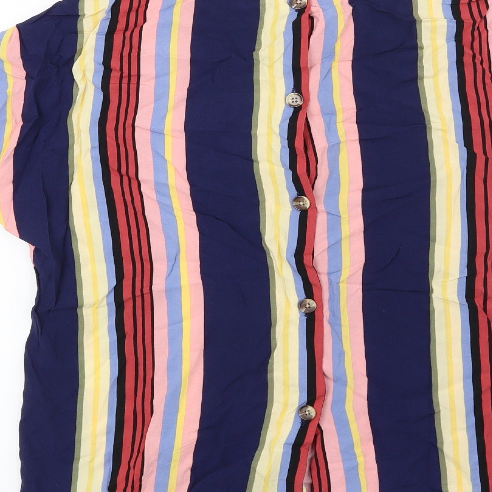 Warehouse Womens Blue Striped Basic Blouse Size 12