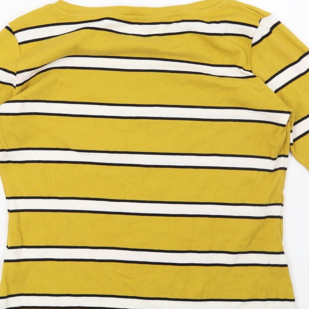 F&F Womens Yellow Striped Pullover Sweatshirt Size 10