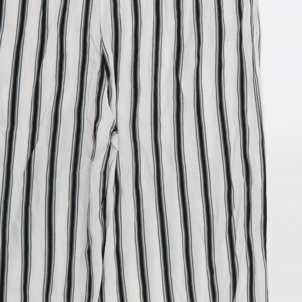 New Look Womens White Striped Trousers Size 10 L23 in