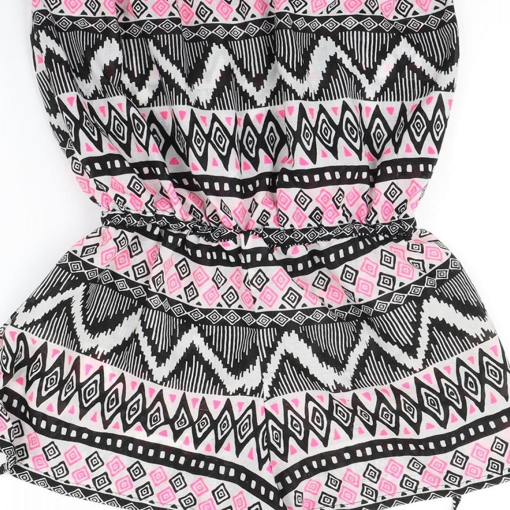 F&F Womens White Geometric Playsuit One-Piece Size S