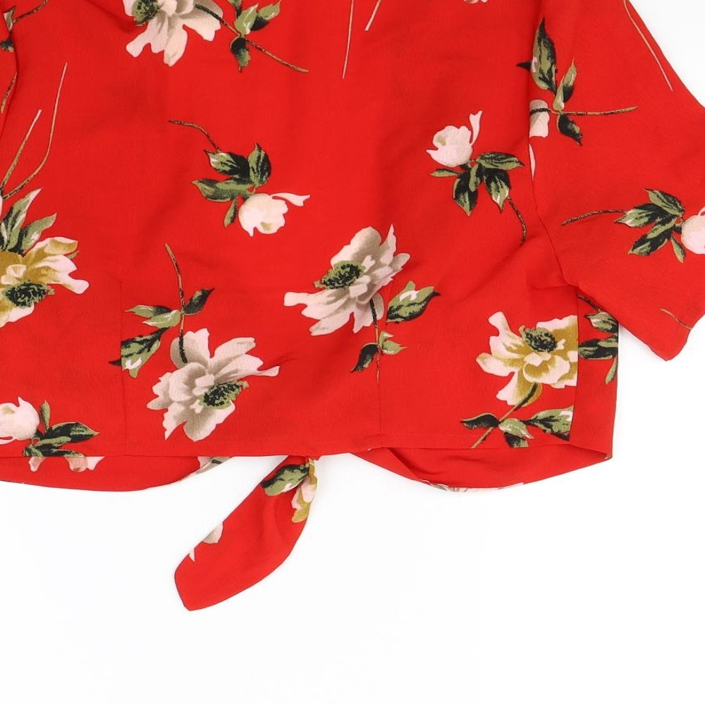 Cameo rose Womens Red Floral Basic Blouse Size 12
