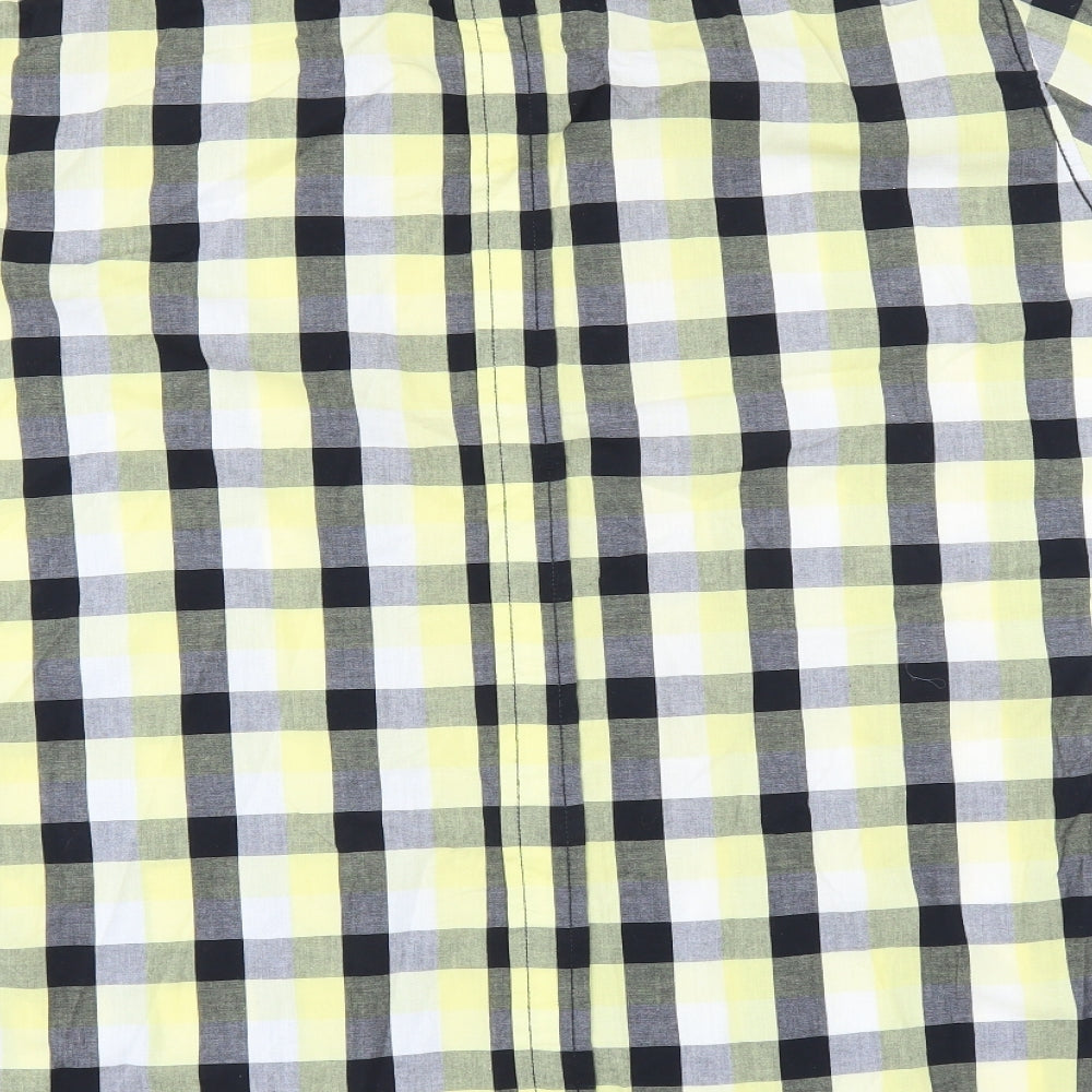 Easy Mens Yellow Check Button-Up Size L