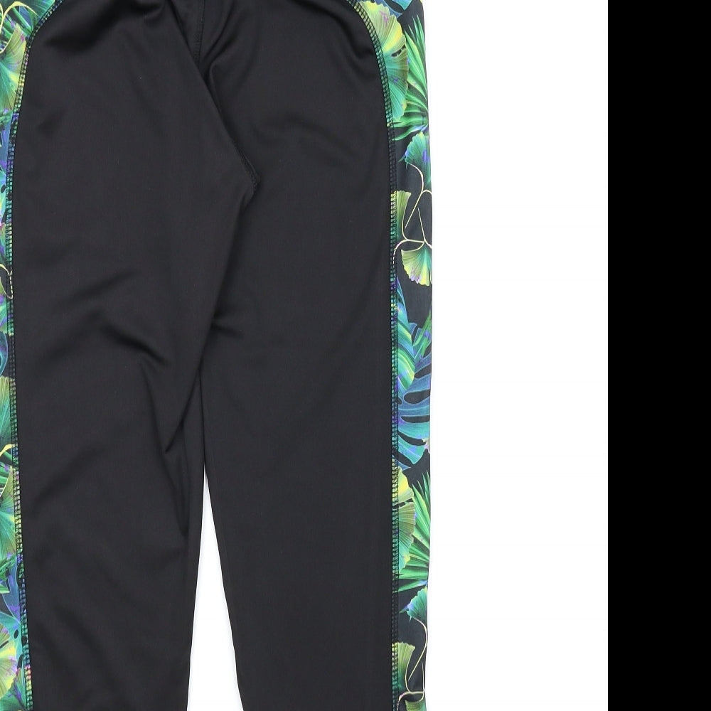 Workout Womens Black Floral Compression Shorts Size 8