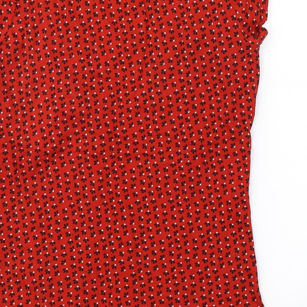 Dorothy Perkins Womens Red Floral Basic T-Shirt Size 12