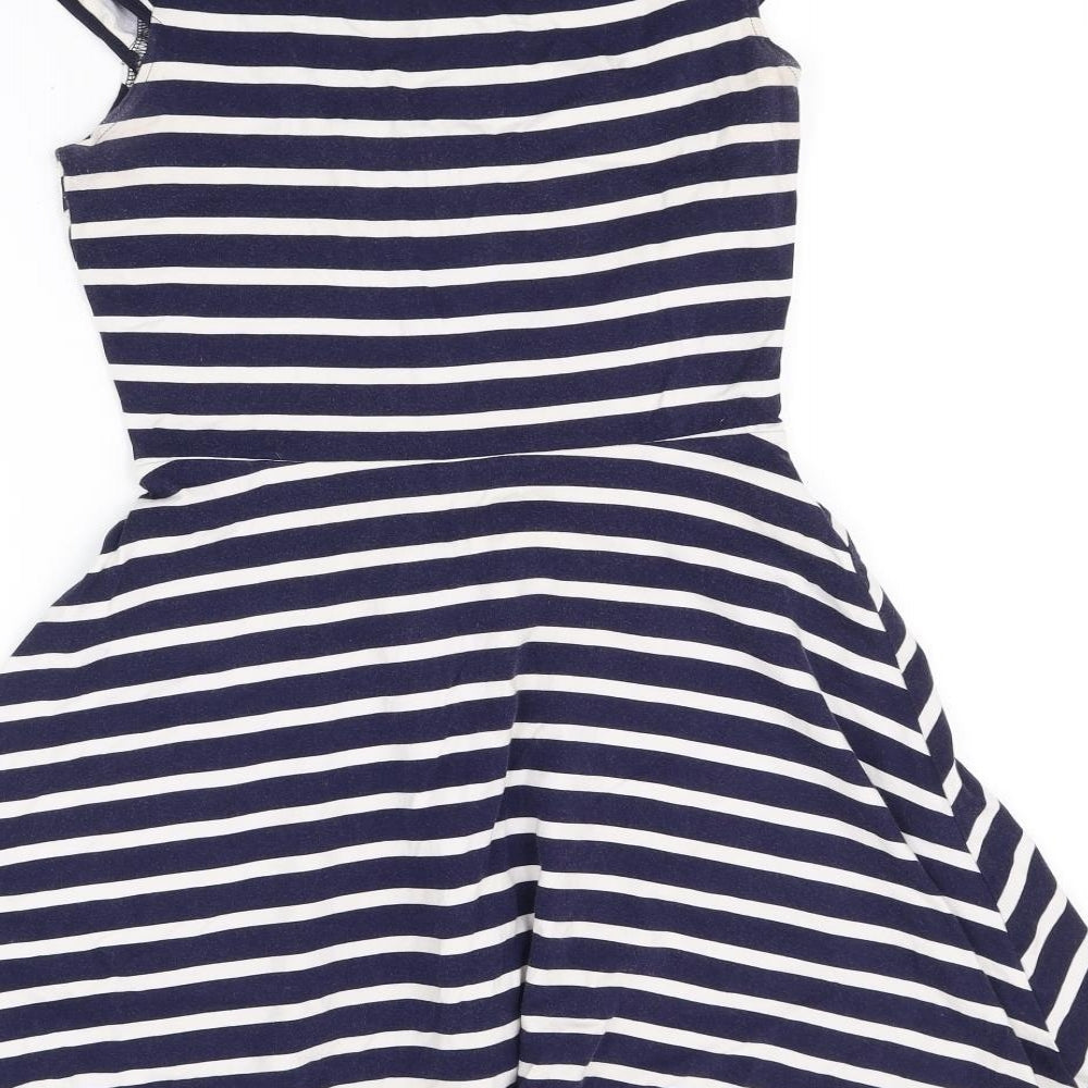 Dorothy Perkins Womens Blue Striped Fit & Flare Size 8
