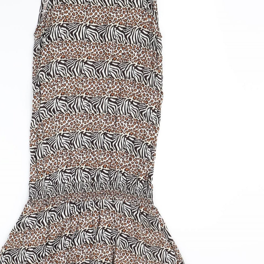 Preworn Womens White Animal Print Fit & Flare Size M