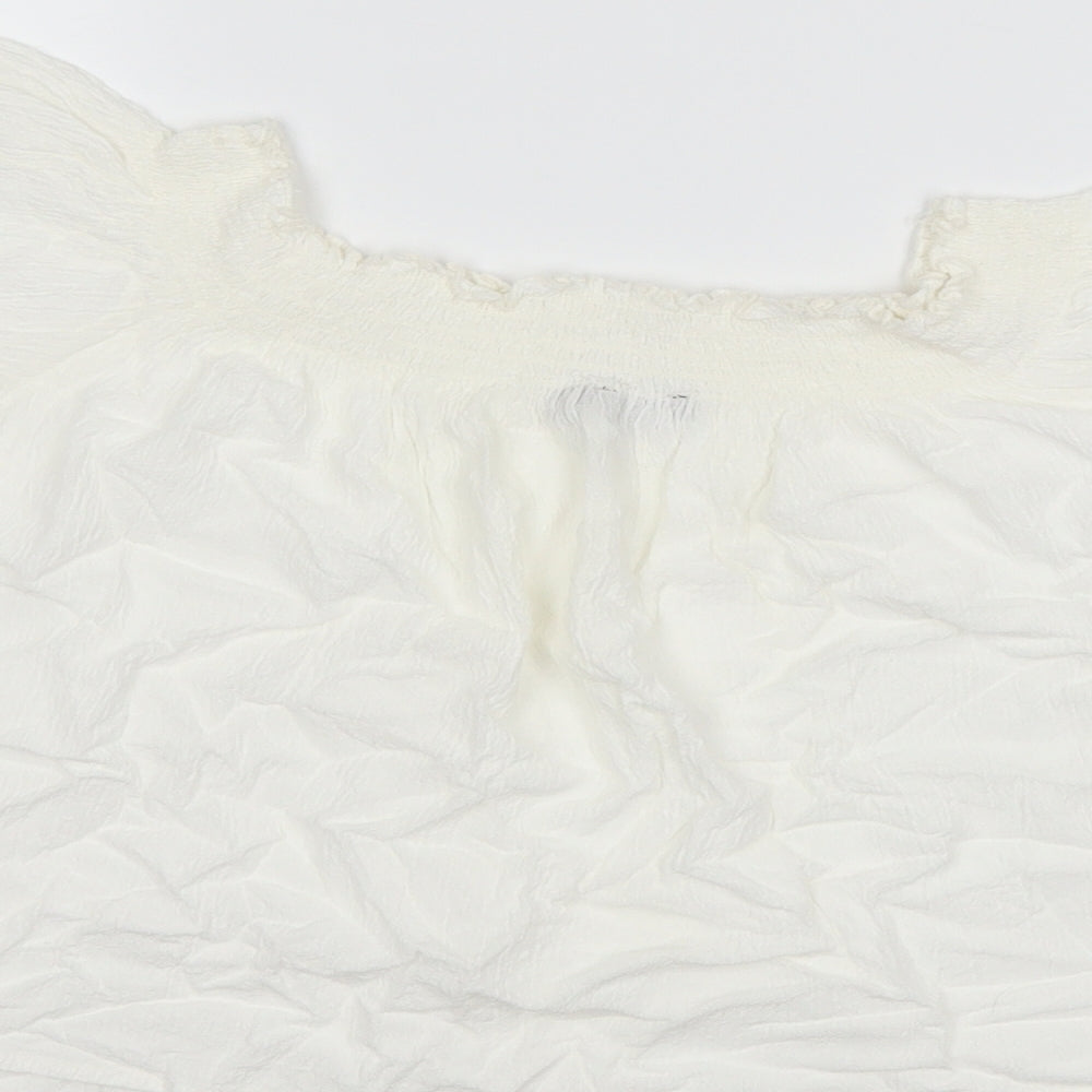 Bershka Girls White Basic T-Shirt Size L