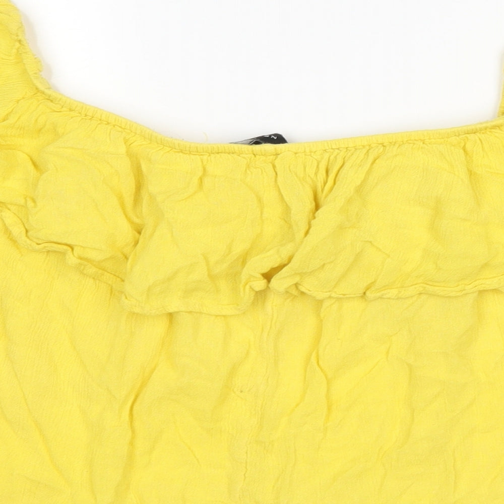 New Look Womens Yellow Cropped T-Shirt Size 12