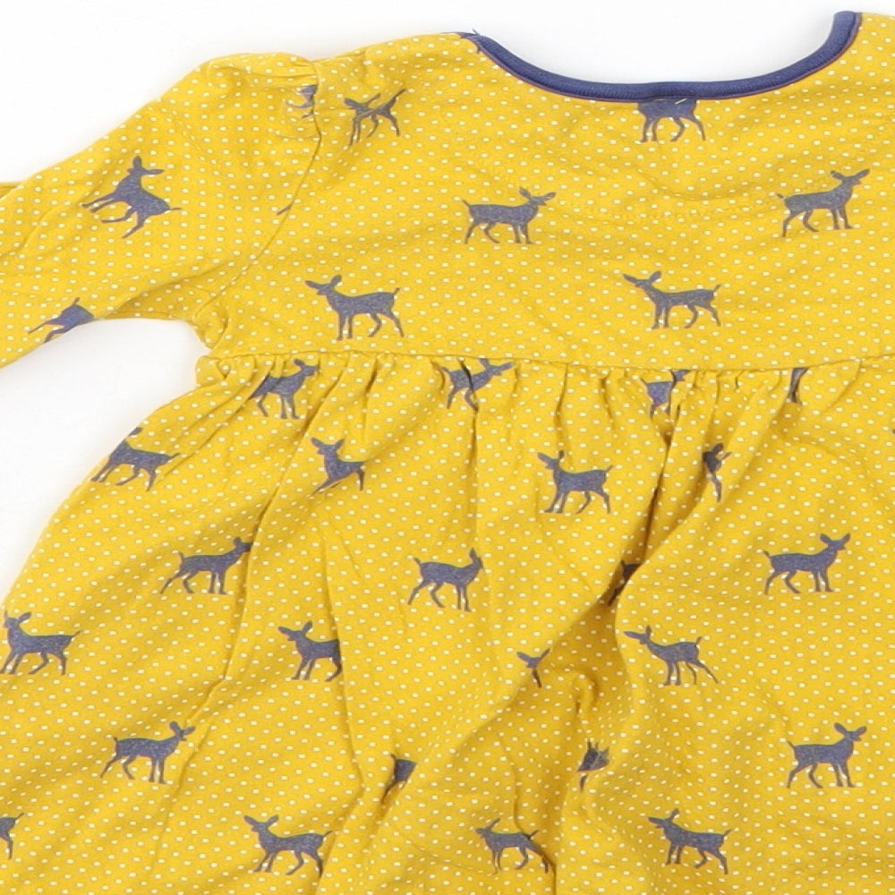 Mini Club Girls Yellow Animal Print T-Shirt Dress Size 9-10 Years