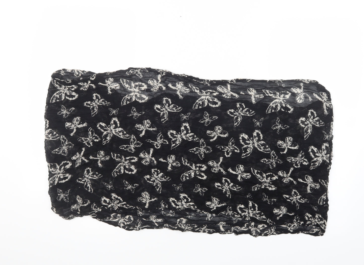 Preworn Womens Black Geometric Scarf - Butterflies, Snood