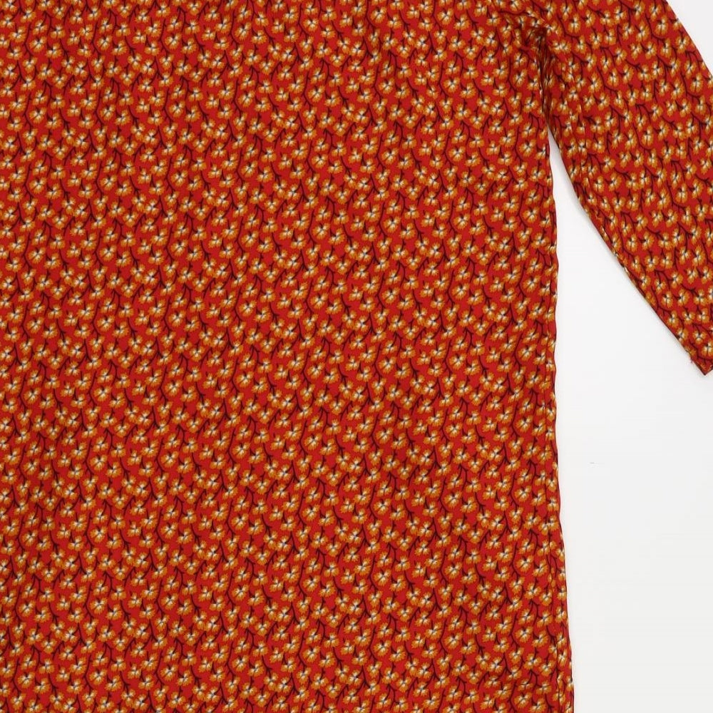 cerise Blue Womens Orange Floral Fit & Flare Size S