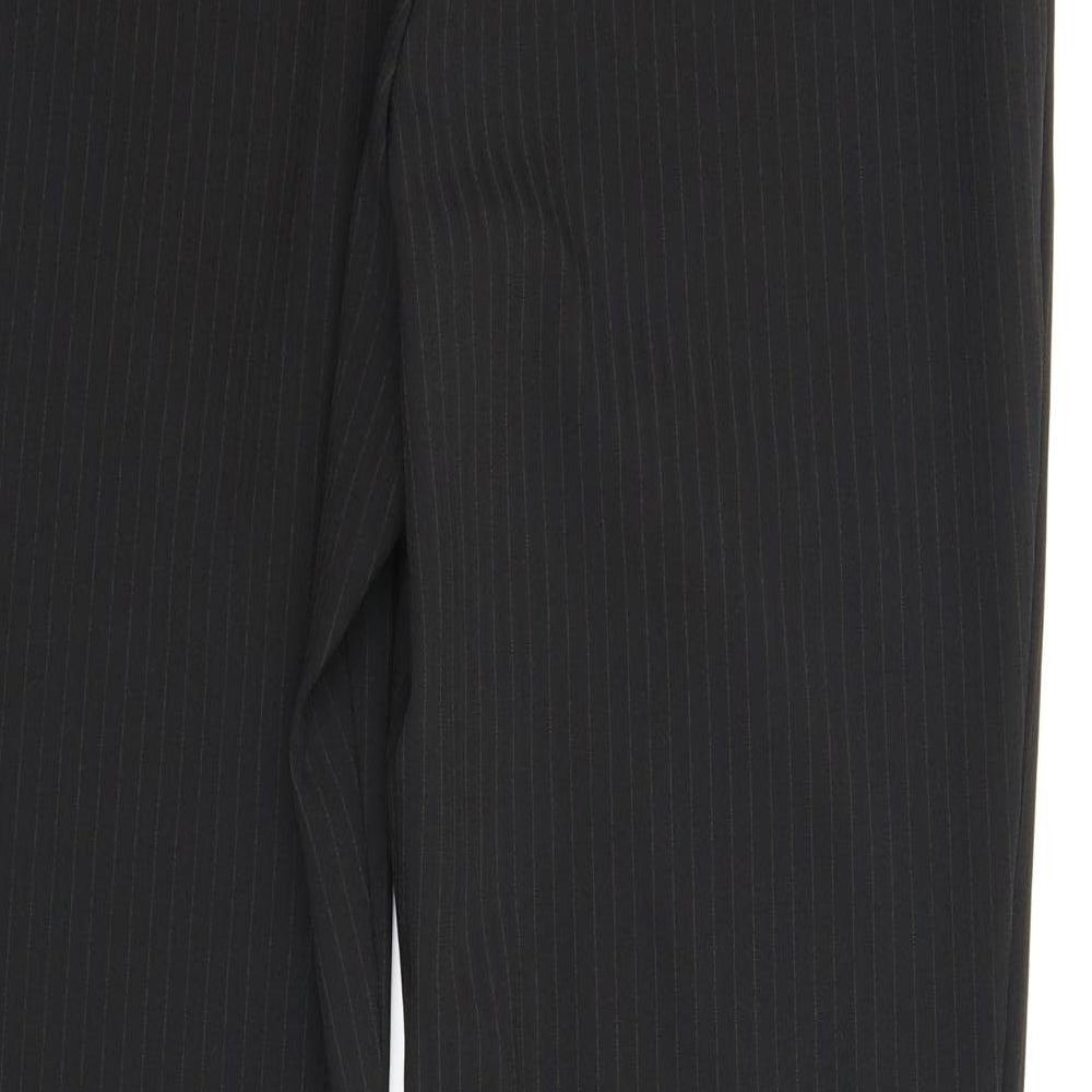 M&S Womens Black Striped Trousers Size 14 L28 in