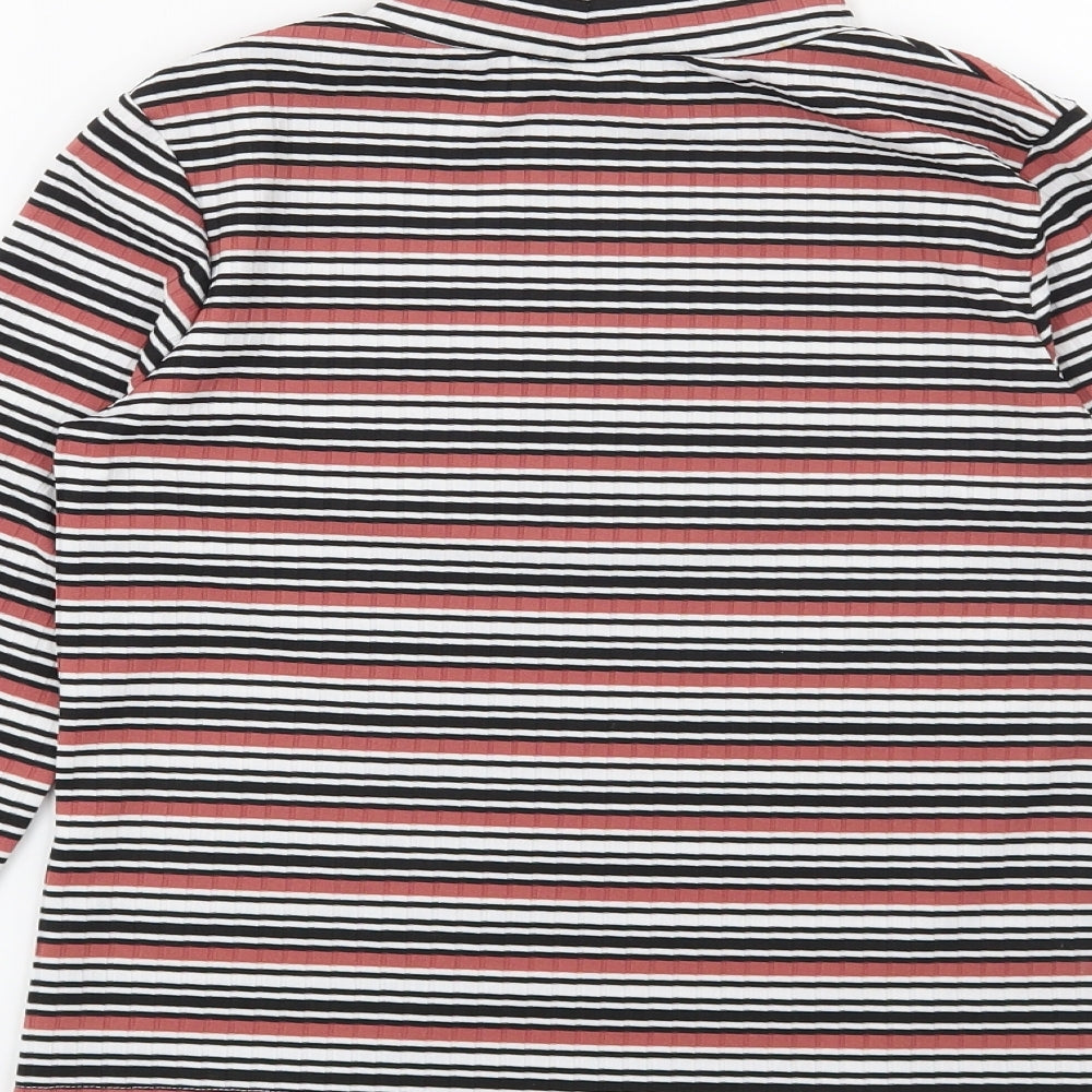 Preworn Girls Red Striped Basic Blouse Size 12 Years