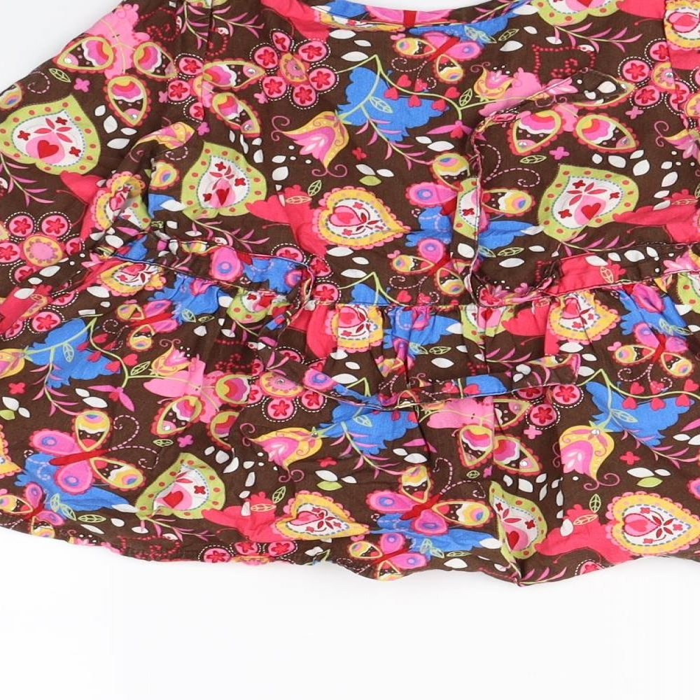 Butterfly Girls Brown Floral Basic Blouse Size 5 Years