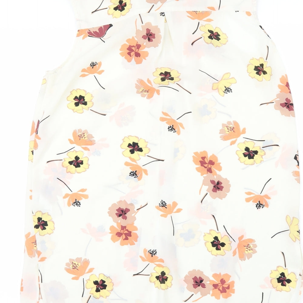 Dorothy Perkins Womens Beige Floral Tunic Button-Up Size 10